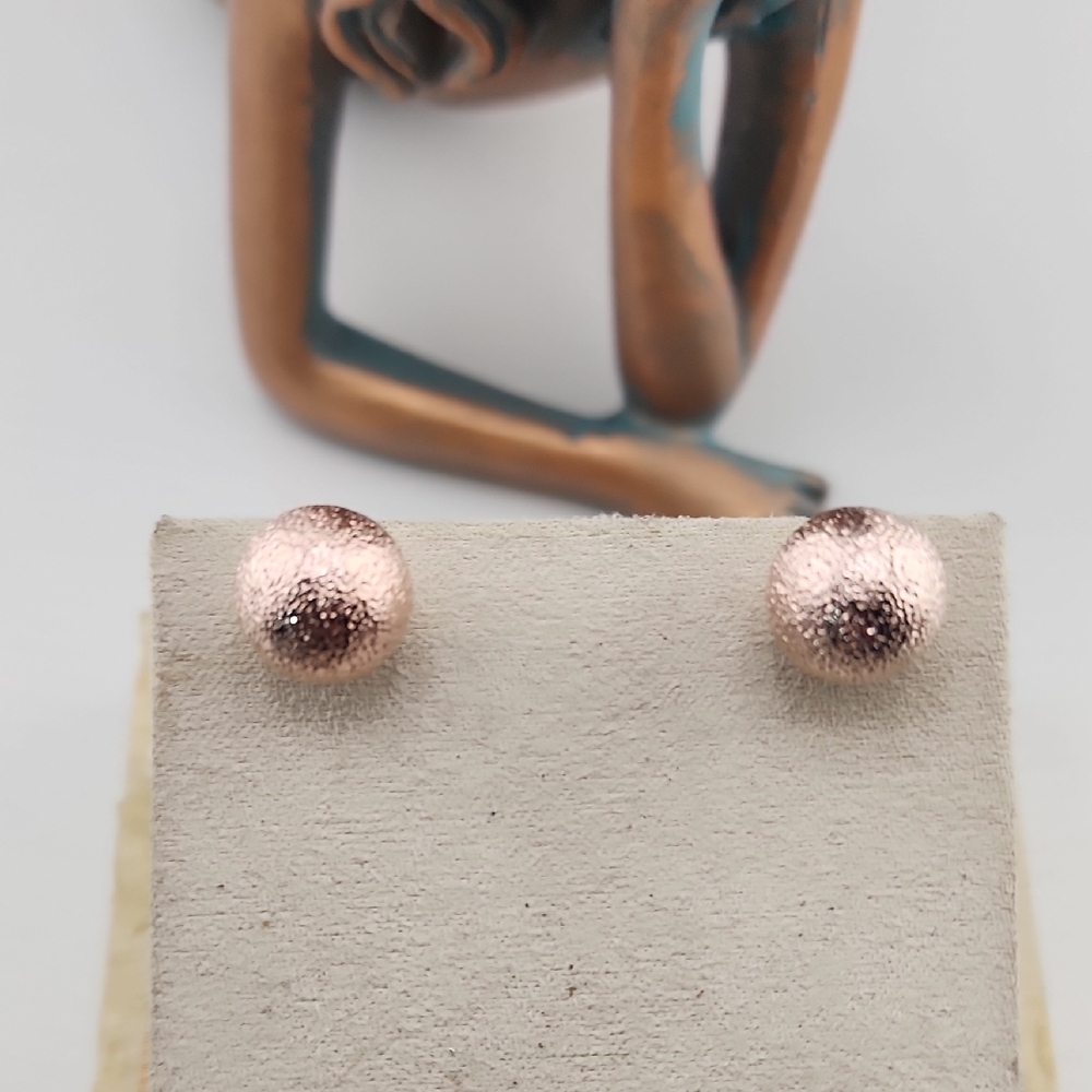 Rose Gold Textured Ball Stud Earrings - Women Jewelry